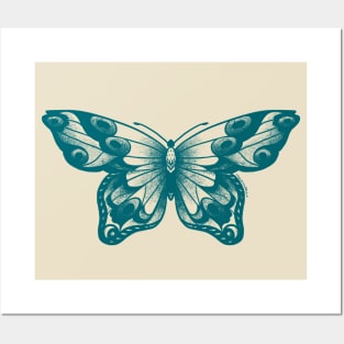 Teal butterfly Posters and Art